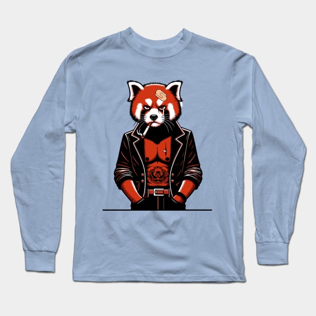 Yakuza Red panda - Tattooed & Fierce 90s Cartoon Art Long Sleeve T-Shirt by TimeWarpWildlife